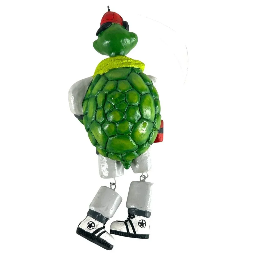 Turtle Jogger Runner Christmas Ornament Jointed  With Headphones & Sneakers 5.5”